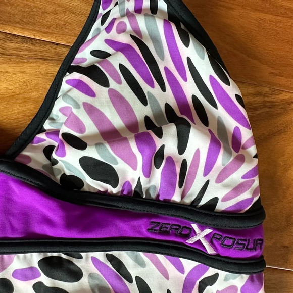 ZeroXposur Purple and Black Halter Tankini and Skort Set size 8/10 - Picture 4 of 8